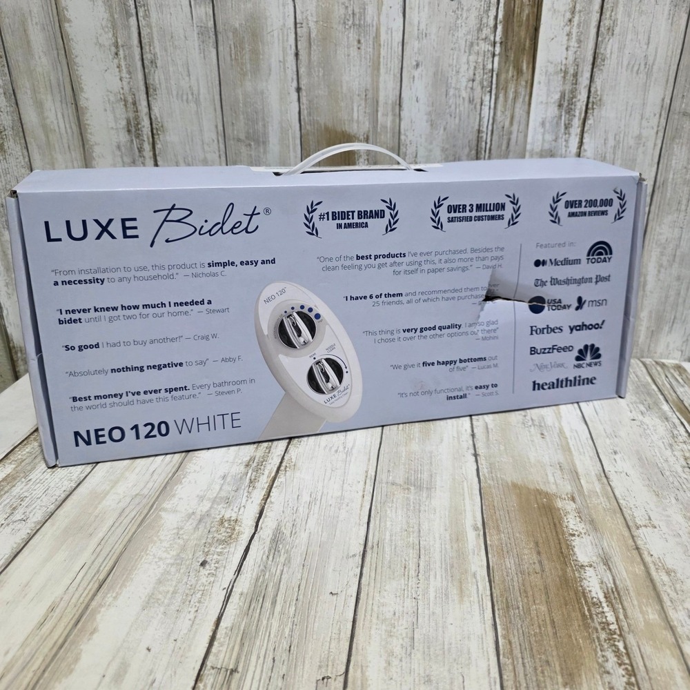 Luxe Bidet Neo 120 White Self-Cleaning Nozzle Bidet Attachment Home Installation